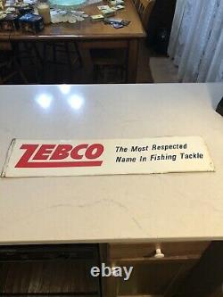 Vintage 1963 Zebco Fishing Tackle Advertising Sign Rare Store Display Reel rods