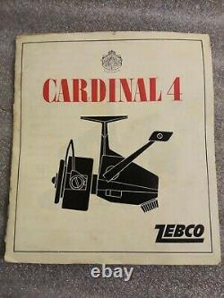 Vintage 1970 Zebco Cardinal 4 Reel With Box etc NEVER USED! S/N 127000