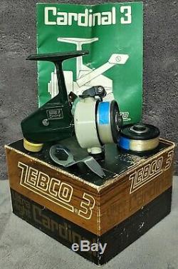 Vintage 1975 Zebco Cardinal 3 Spinning Reel Near Mint in Box Made in Sweden Rare