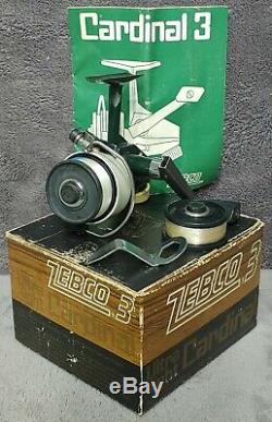 Vintage 1975 Zebco Cardinal 3 Spinning Reel Near Mint in Box Made in Sweden Rare