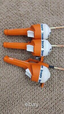 Vintage 1982 LOT OF 3 Snoopy Woodstock Fishing Poles Excellent Working Condition