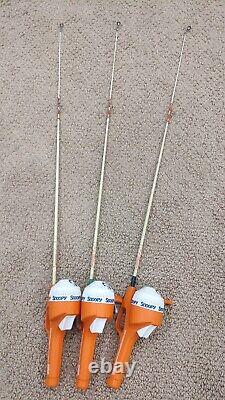 Vintage 1982 LOT OF 3 Snoopy Woodstock Fishing Poles Excellent Working Condition