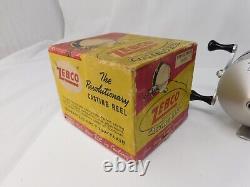 Vintage Early Zero Bomb Hour Zebco Antique Fishing Reel in Box withInstructions