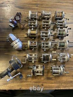 Vintage Fishing Reel Lot Of 20 Zebco Shakespeare Garcia Mitchell AS-IS Collector
