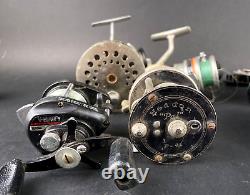 Vintage Mixed Fishing Reels PFlueger Ryobi Bronson Jet Zebco Johnson Lot Of 14