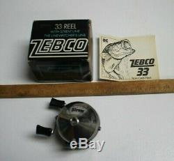 Vintage NOS 1977 Brand New in Box Zebco 33 Reel Rare Single Rivet Metal Foot USA