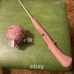 Vintage Rare ZEBCO 202 Pink Spincast Fishing Reel & Rod Made In USA Works Smooth