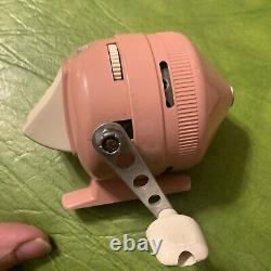 Vintage Rare ZEBCO 202 Pink Spincast Fishing Reel & Rod Made In USA Works Smooth