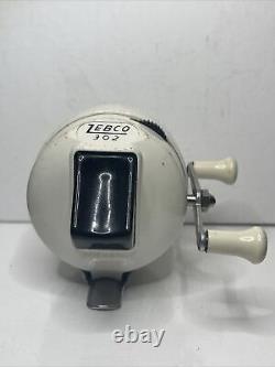 Vintage ZEBCO MODEL 302 White Closed Face Spinning Reel RARE Estate Find