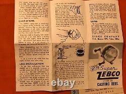 Vintage Zebco 22 Spinner Reel Box Papers USA
