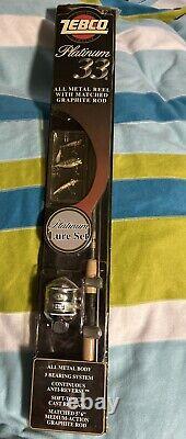 Vintage Zebco 33 Combo Rod And Reel Combo Platinum Lure Set Graphite Rod New