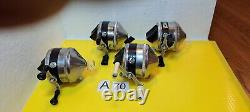 Vintage Zebco 33 Metal Foot Reel Lot Of Four Working Condition # A-70