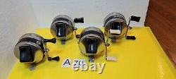 Vintage Zebco 33 Metal Foot Reel Lot Of Four Working Condition # A-70