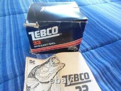 Vintage Zebco 33, New Old Stock, Orange Gold Bands With Box, Unused Mint