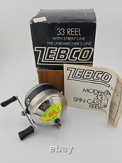 Vintage Zebco 33 Spin-Cast Reel with Original Box Mint NOS Condition