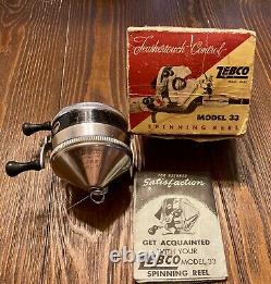 Vintage Zebco 33 Spinner Fishing Reel In Box