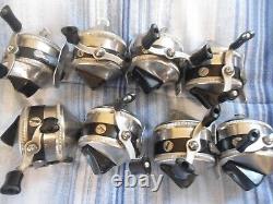 Vintage Zebco 33 Spinners, Lot of 8, Metal foot, Excellent
