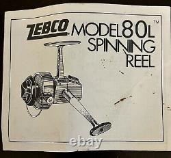 Vintage Zebco 80L American Championship Fishing Spinning Reel USA. NICE