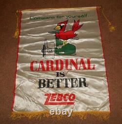 Vintage Zebco Cardinal Spinning Reel Advertising Display Banner/ultra Rare