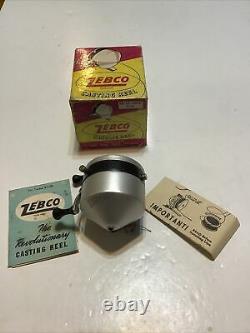 Vintage Zebco Casting Reel 1st Version Tan Spool WithBox & Papers Lot T11