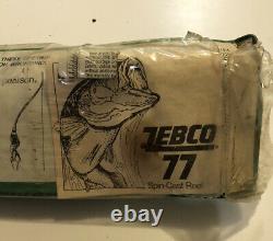 Vintage Zebco Jr. Model 77 Wood Handle Rod/Reel Combo (2pc) White & Green NIB