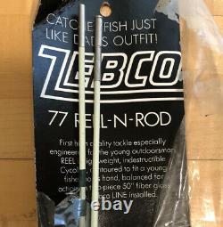 Vintage Zebco Jr. Model 77 Wood Handle Rod/Reel Combo (2pc) White & Green NIB