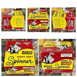 Vintage Zebco Model 55 Heavy Duty Spinner Fishing Reel /w Box & Instructions