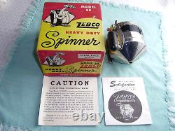 Vintage Zebco Model 55 Heavy Duty Spinner in Original Box / Manual / Care Papers