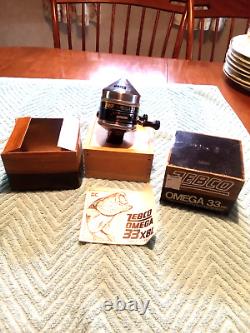 Vintage Zebco Omega 33 XBL Casting Fishing reel In Origi box With Papers, Mint, 76