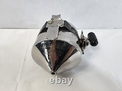 Vintage Zebco Spinner Model 55 Fishing Bait Casting Reel Chrome Heavy Duty Rare