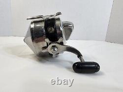 Vintage Zebco Spinner Model 55 Fishing Bait Casting Reel Chrome Heavy Duty Rare