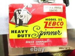 Vintage Zebco Spinner Model 55 Heavy Duty Fishing Reel WithBox/ paperwork