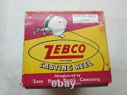 Vintage Zebco Zero Hour Bomb Co. Red Spiner Reel With Box & Papers EXC COND