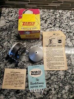 Vintage Zebco & Zero Hour Bomb Company Standard 1st Year Reel in Box Works