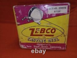 Vintage Zero Hour Bomb Company Zebco Fishing Reel withBox. Tan Cap