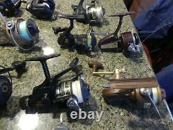 Vintage fishing reels, spinning, bait casting, Shimano, Zebco, Daiwa, Shakespeare