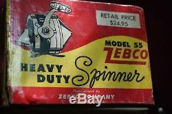 Vintage, newithbox ZEBCO Spinner fishing reel, model 55 heavy duty withinstructions