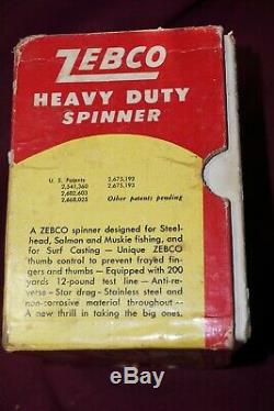 Vintage, newithbox ZEBCO Spinner fishing reel, model 55 heavy duty withinstructions