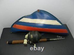 Vtg 70s Zepco 3 Piece Combo -808 Reel + 6 Ft Retractable Rod + Rwb Carrying Case