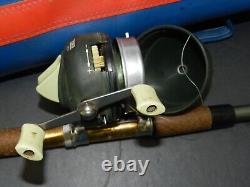 Vtg 70s Zepco 3 Piece Combo -808 Reel + 6 Ft Retractable Rod + Rwb Carrying Case