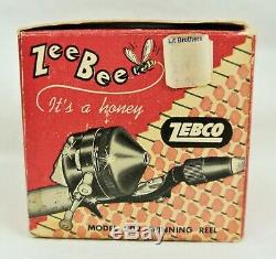 Vtg Zebco 202 ZeeBee Spinning Reel Type 1 Black in Original Box with Instructions