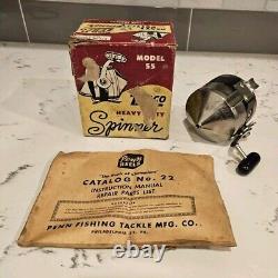 Vtg Zebco Model 55 Heavy Duty Spinner Reel w BOX & PAPERS