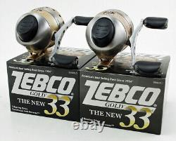 ZEBCO 33 Gold Spincast Reel 3.61 Gear Ratio With10LB Line 10478-ZS3873 (Lot of 2)
