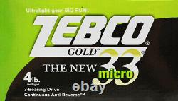 ZEBCO 33 Micro Gold Spincast Reel 4.31 With4LB Line 10525-ZS4060 (Lot of 2)