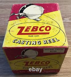 ZERO HOUR BOMB CO ZEBCO CASTING REEL 1951 TULSA OKLAHOMA W Box, Manual Minty