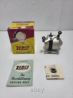 ZERO HOUR BOMB CO ZEBCO CASTING REEL 1951 TULSA OKLAHOMA W Box, Manual Minty