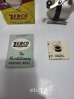 ZERO HOUR BOMB CO ZEBCO CASTING REEL 1951 TULSA OKLAHOMA W Box, Manual Minty