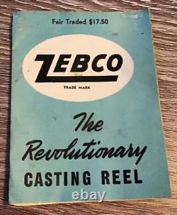 ZERO HOUR BOMB CO ZEBCO CASTING REEL 1951 TULSA OKLAHOMA W Box, Manual Minty