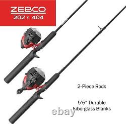 Zebco 202 & 404 Spincast Reels and Fishing Rod Combos (2-Pack)