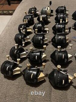 Zebco 202 Spin Cast Reel Lot of 28. Some Working Some For Parts. 16/28 WithHandles